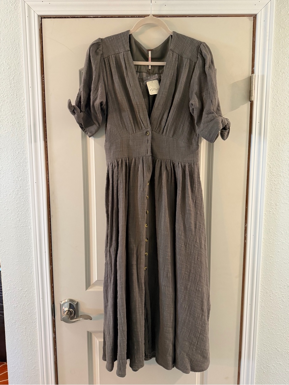 Free People Textured Midi Dress in Charcoal